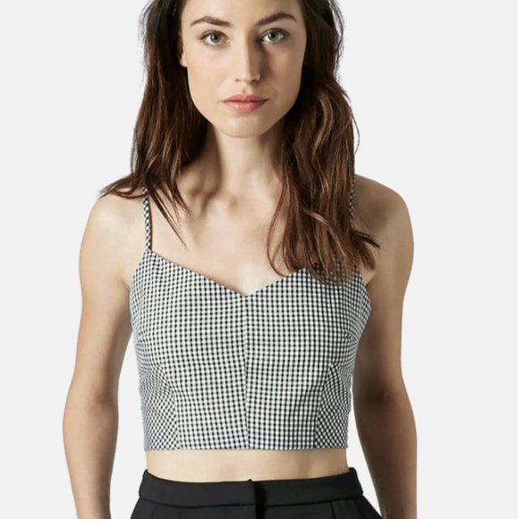 Topshop Tops - Topshop Black White Gingham Crop Bralette Bra Top